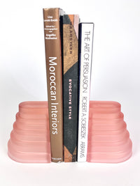 Italian Postmodern Pink Frosted Glass Bookends