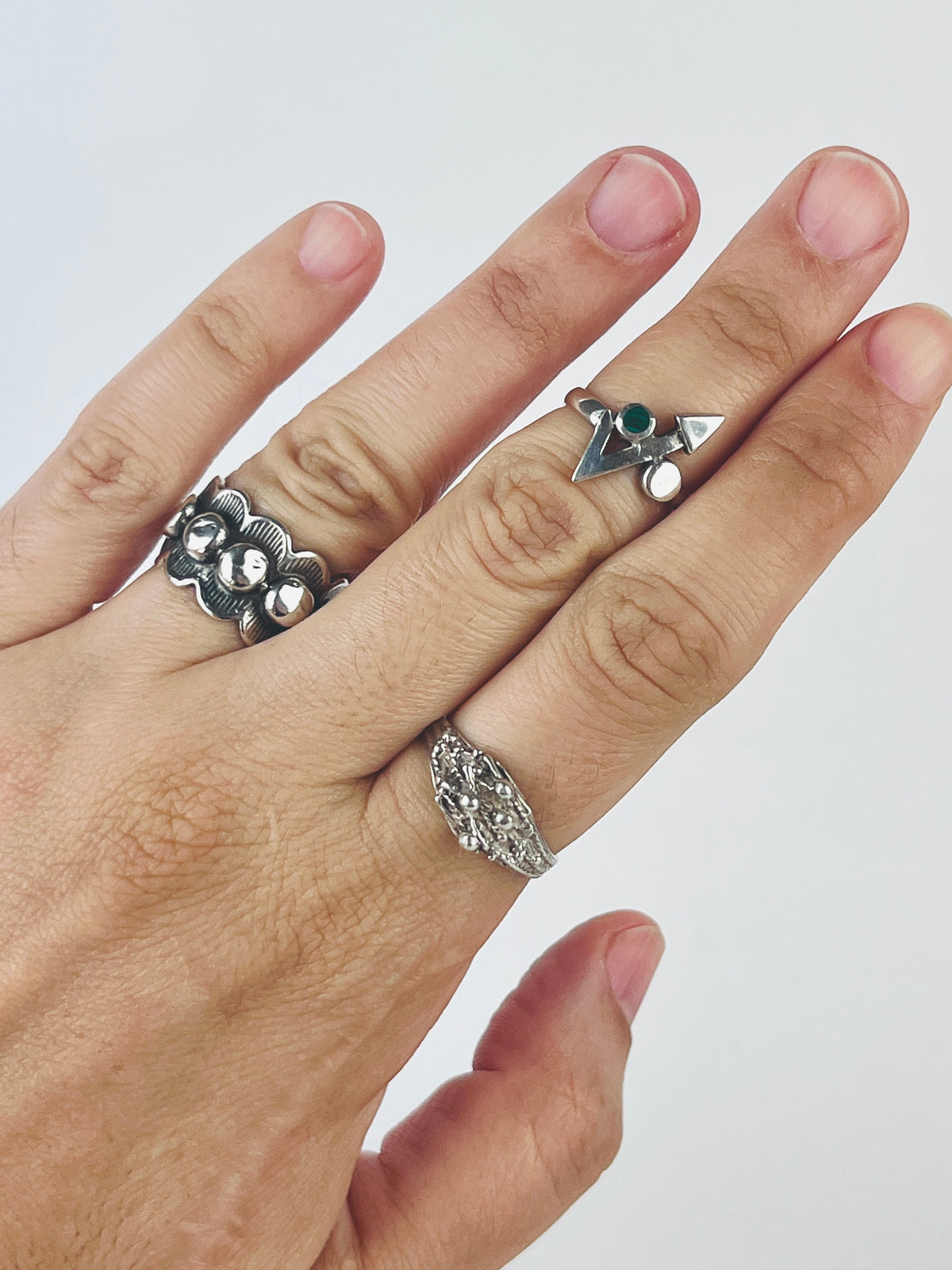 Modernist Sterling & Malachite Ring