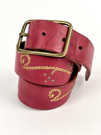 Vintage Red Leather Linea Pelle Belt