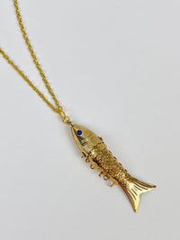Vintage 1970s Articulated Fish Necklace