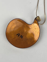 Vintage Enamelrd Brass Modernist Pendant Necklace