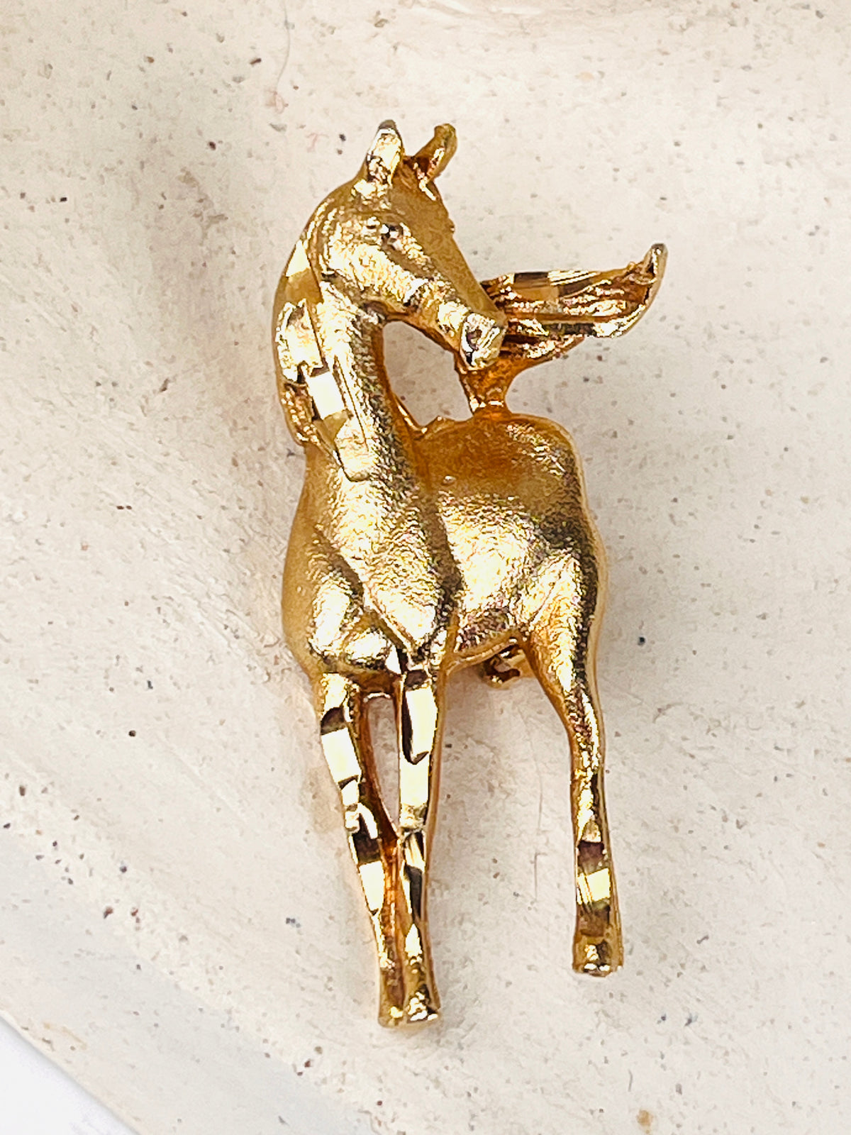 Vintage Gold Tone Horse Brooch