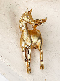 Vintage Gold Tone Horse Brooch