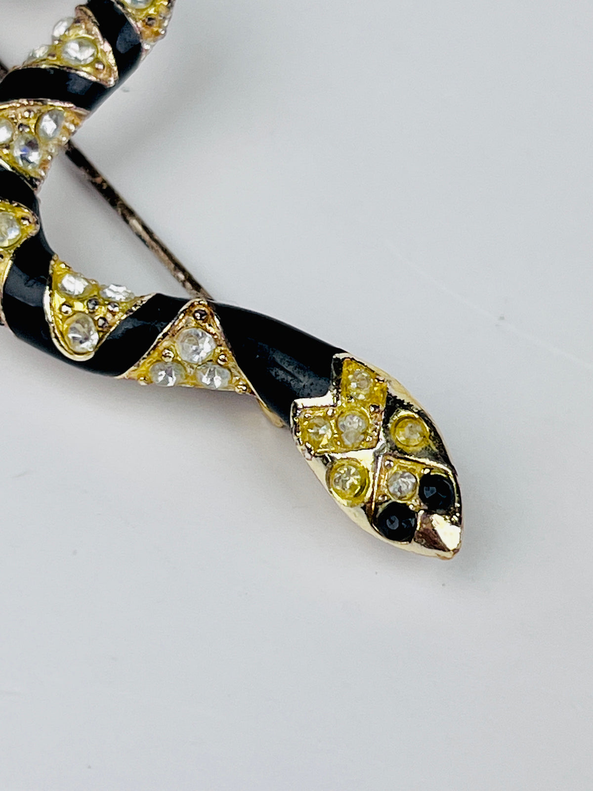 Vintage Rhinestone Snake Brooch