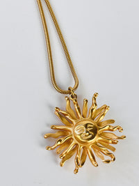 Vintage 90s Double-Sided Sun Face Necklace