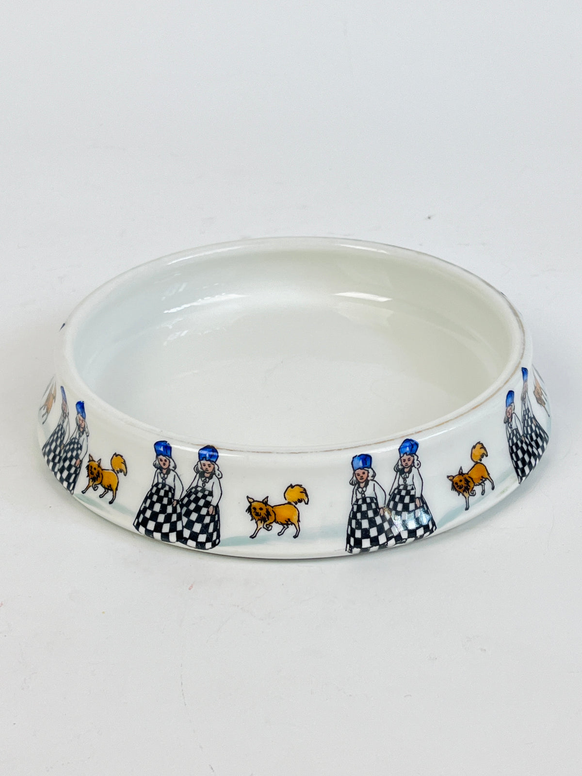 Vintage French Limoges Porcelain Dog Bowl by Chateau