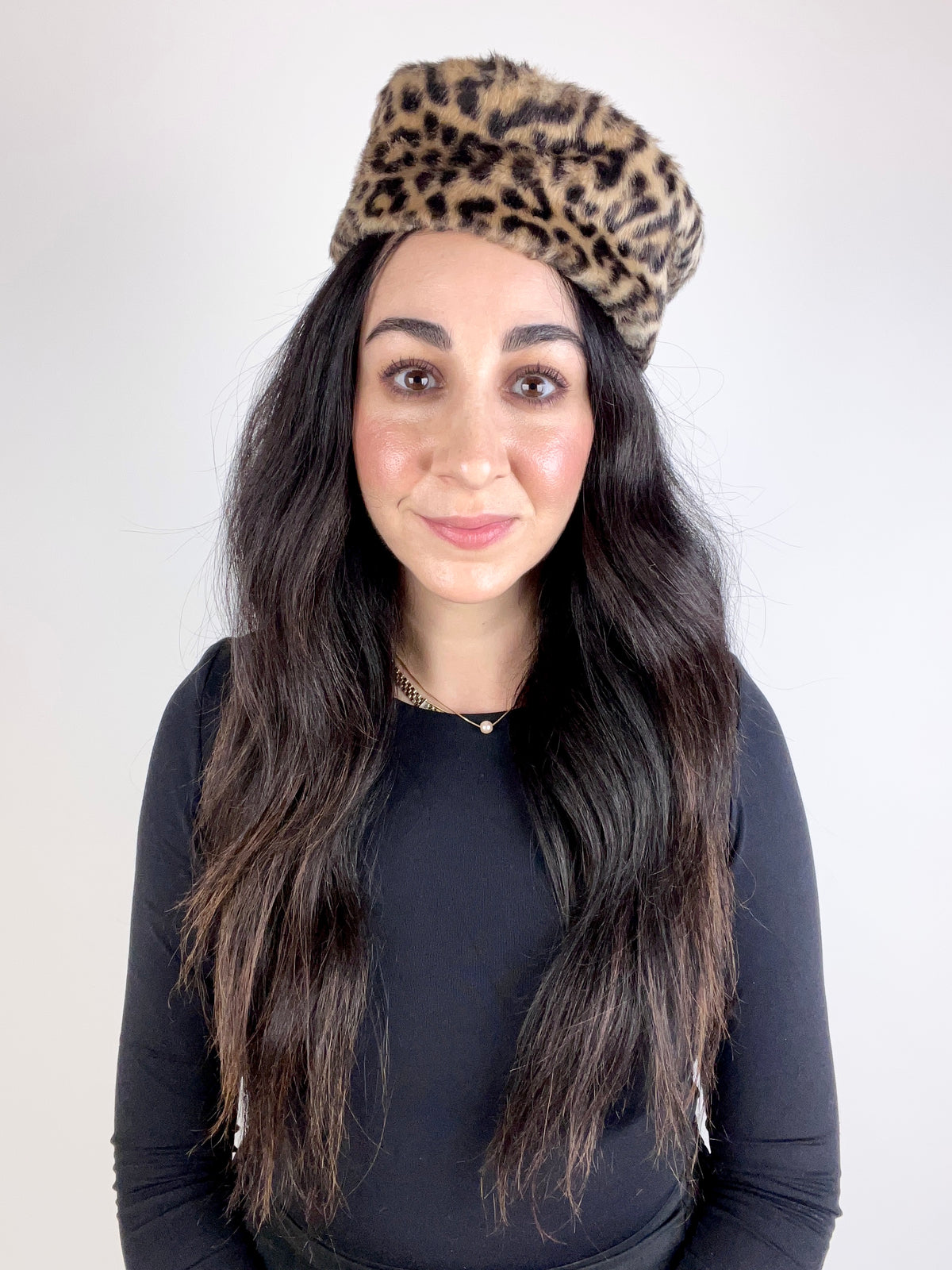 Vintage Leopard Faux Fur Pillbox Hat