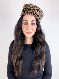 Vintage Leopard Faux Fur Pillbox Hat