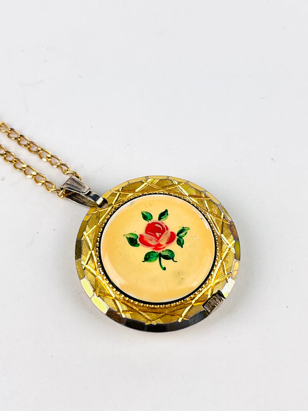 Vintage 1970s Watch Necklace with Rose Design