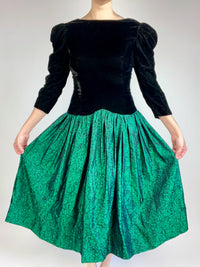 Vintage Handmade Velvet & Taffeta Dress