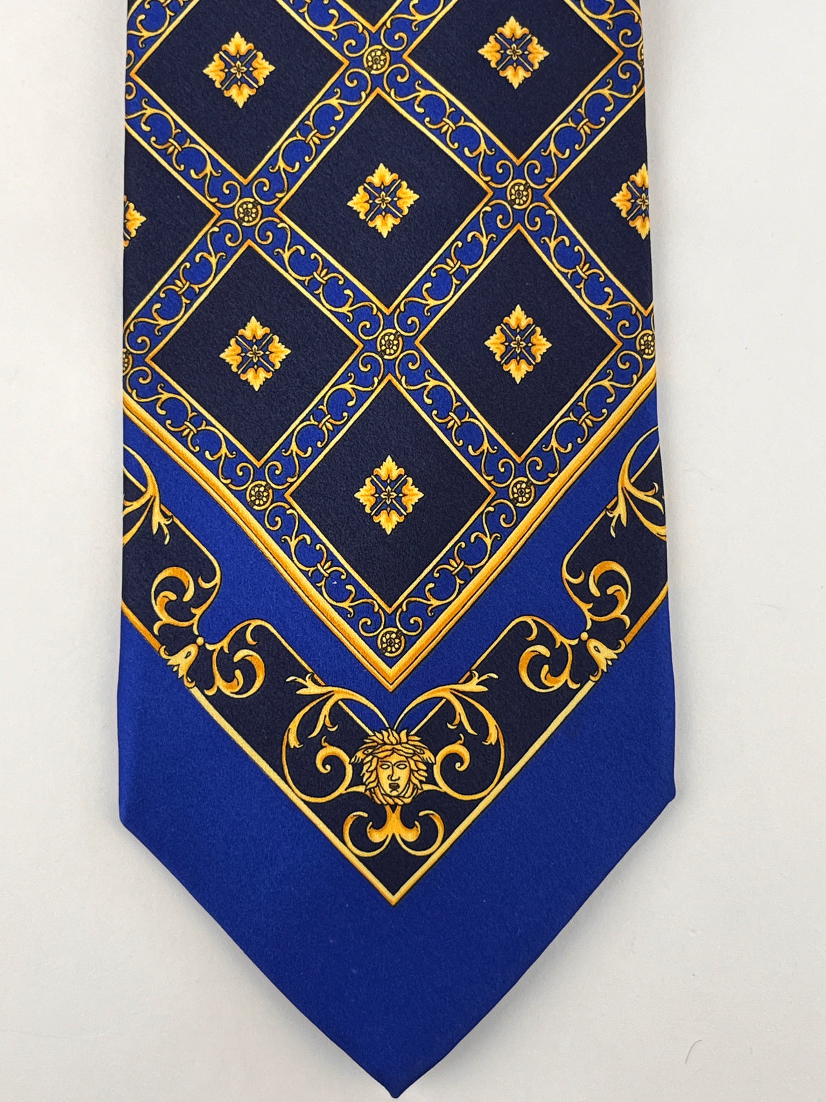 Gianni Versace Vintage 90s Silk Tie, Baroque, Medusa, Acanthus Design