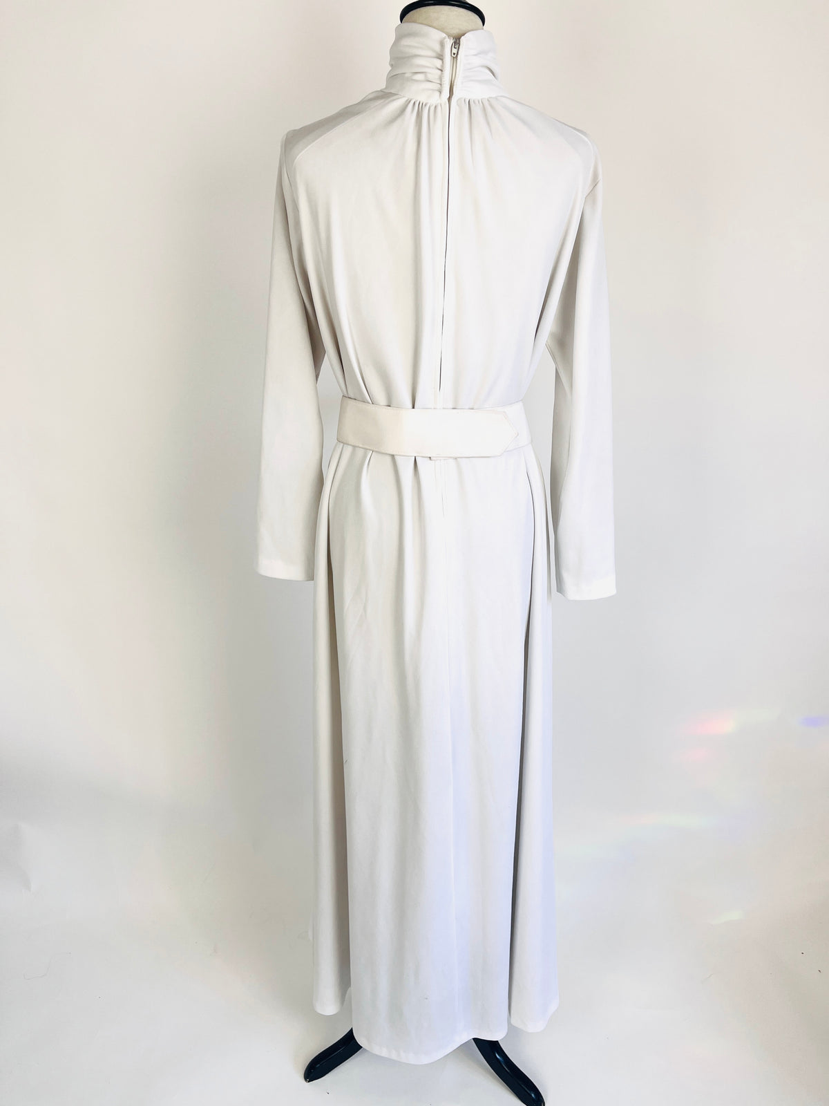 Vintage Belted White Maxi Dress
