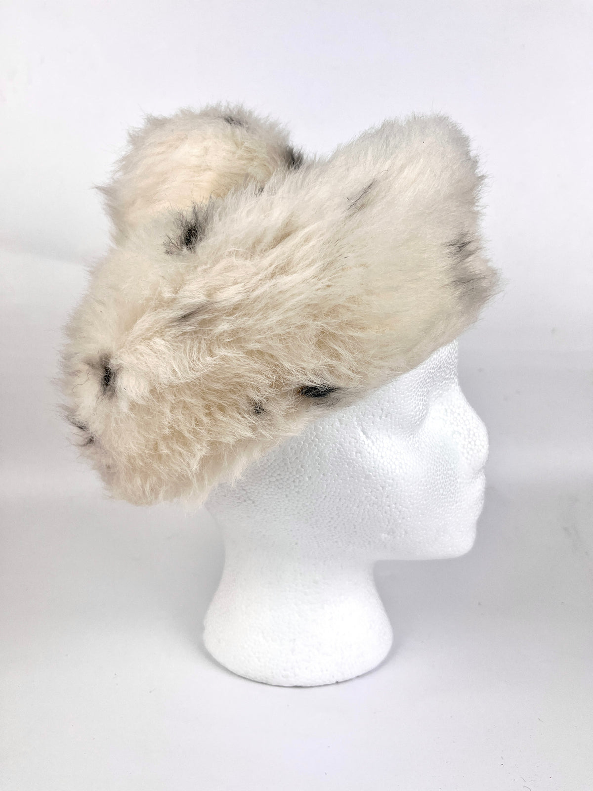 Vintage White Leopard Faux Fur Hat