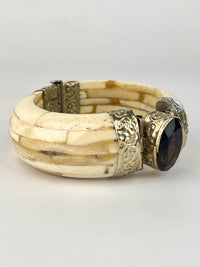 Vintage Smoky Topaz & Bone Bangle