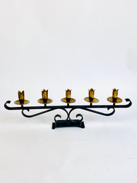 Vintage Mid-Century Modern Brass & Iron Candelabra