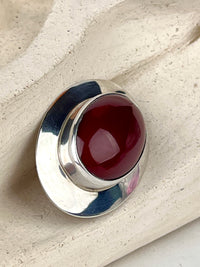 Vintage Modernist Navajo Sterling & Red Jasper Brooch