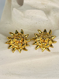 Vintage Anne Klein Lion Head Sun Earrings