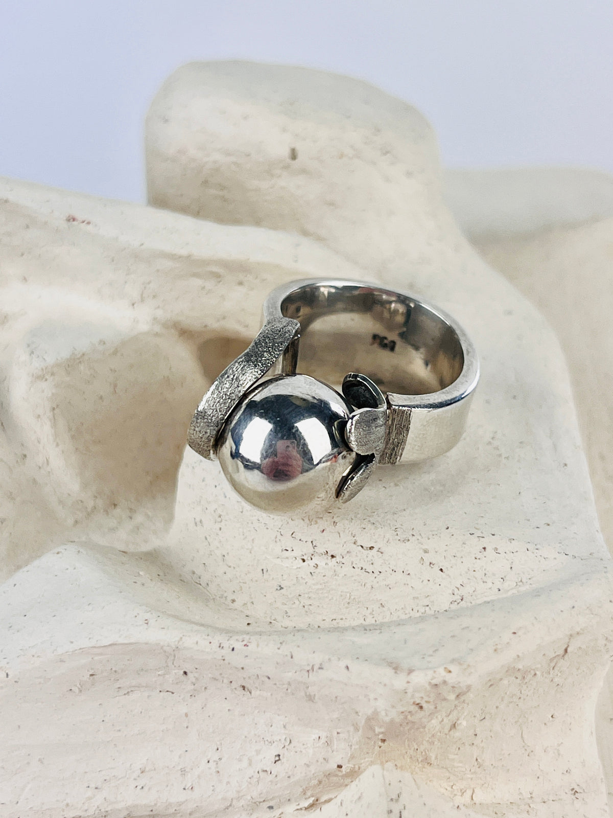 Modernist Sterling Ball Ring