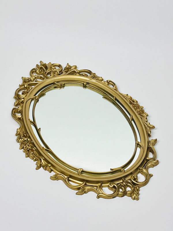 Vintage 1960s Hollywood Regency Oval Wall Mirror