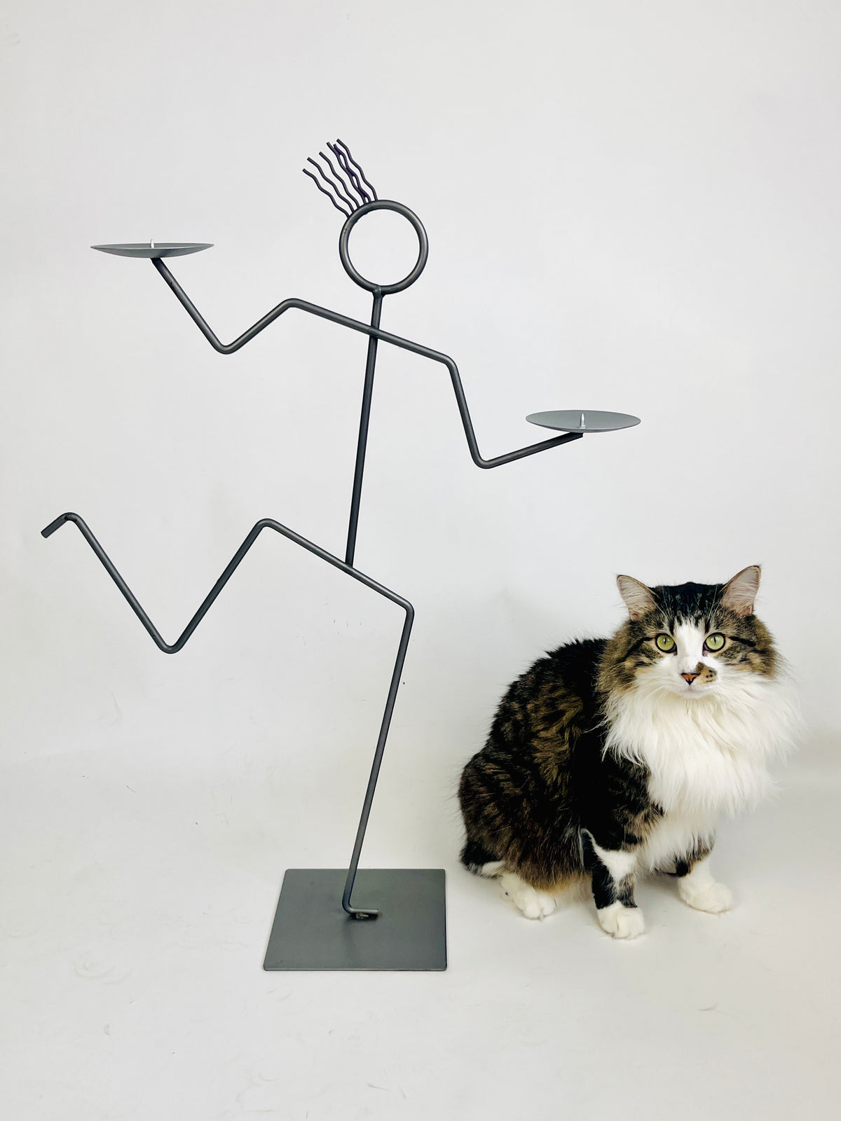 Large Vintage Postmodern Metal Candle Holder