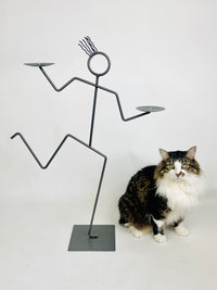 Large Vintage Postmodern Metal Candle Holder