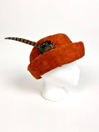 Vintage Orange Feather Hat