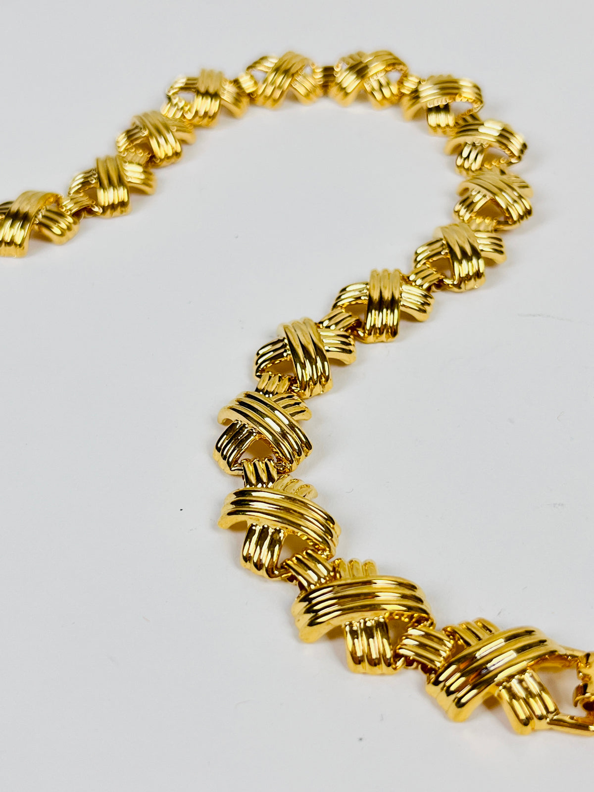 Vintage Gold Tone X Necklace