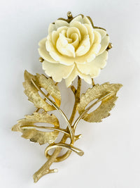 Vintage Carved Rose Brooch