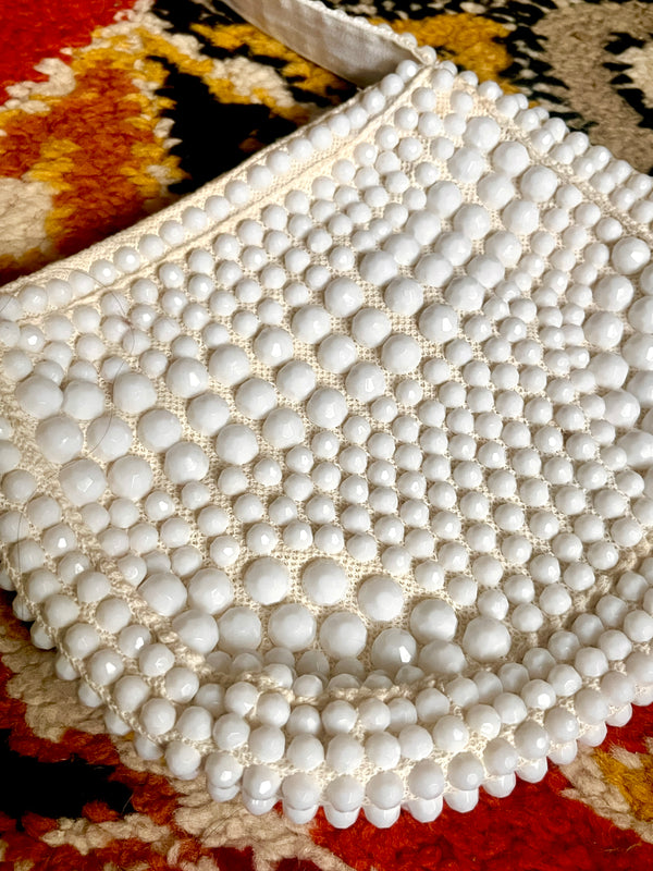 Vintage White Faceted Cabochon Bag