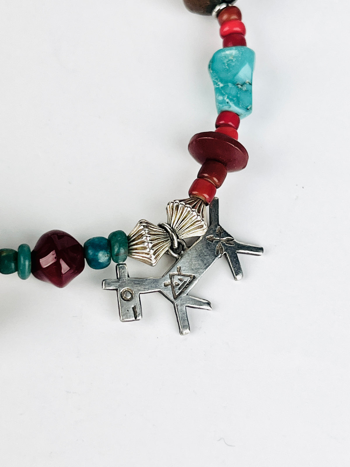 Vintage Buffalo Nickel, Sterling Charms, and Trade Beads Bracelet