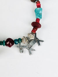 Vintage Buffalo Nickel, Sterling Charms, and Trade Beads Bracelet