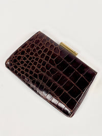 Vintage Chocolate Brown Alligator Clutch