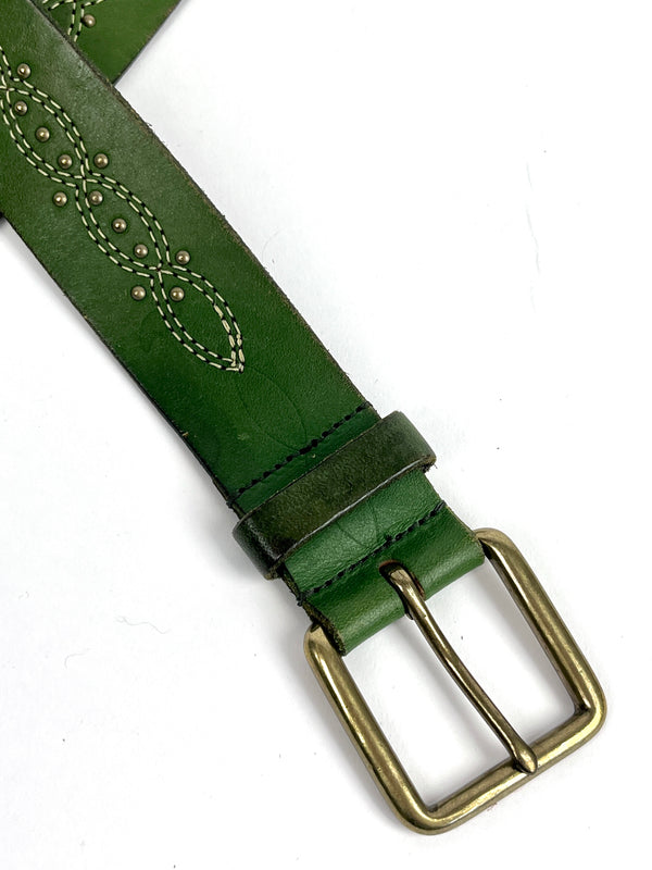 Vintage Green Leather Linea Pelle Belt