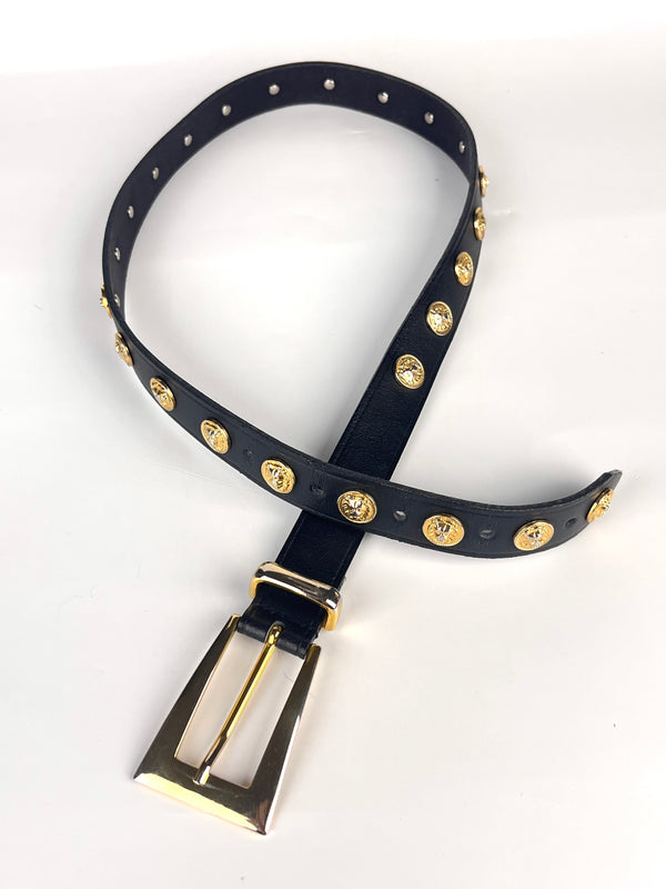 Vintage Leather Lion Medallion Belt