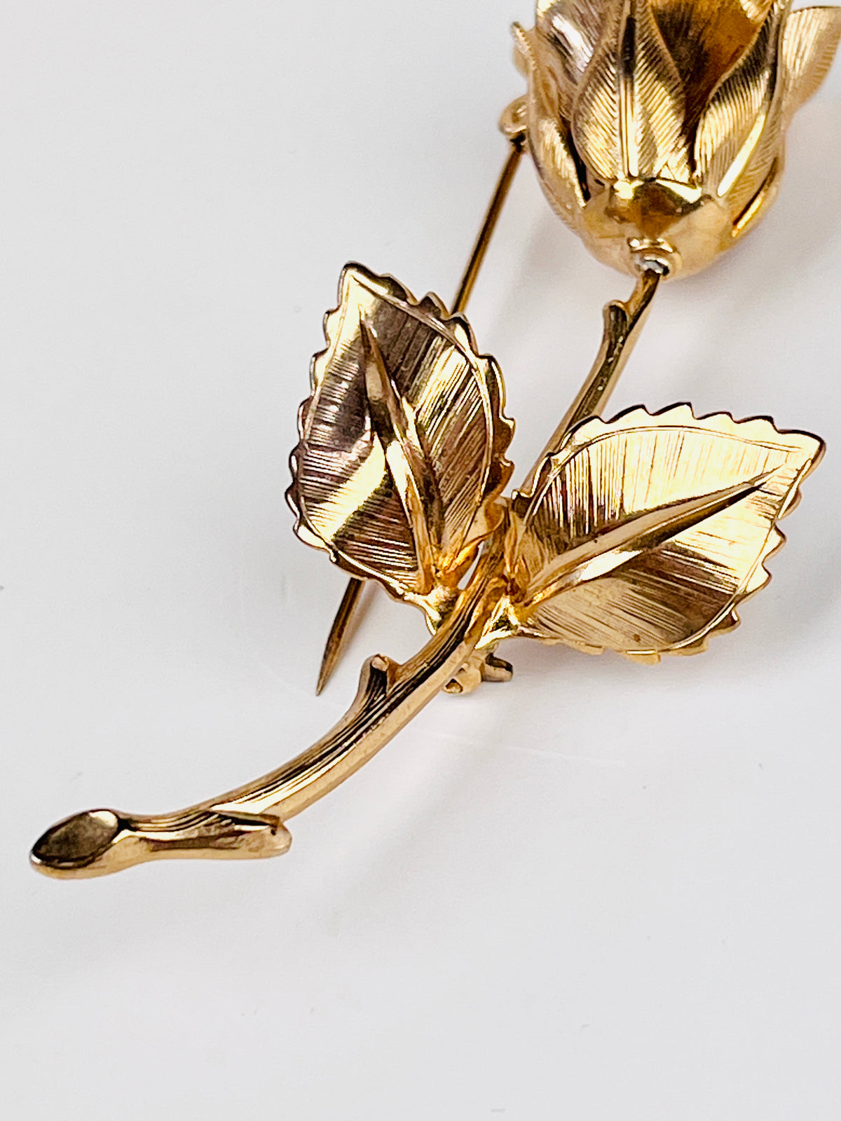Vintage Gold Tone Rose Brooch