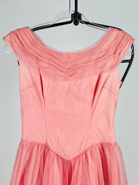 Vintage 1950s Pink Tulle & Taffeta Party Dress