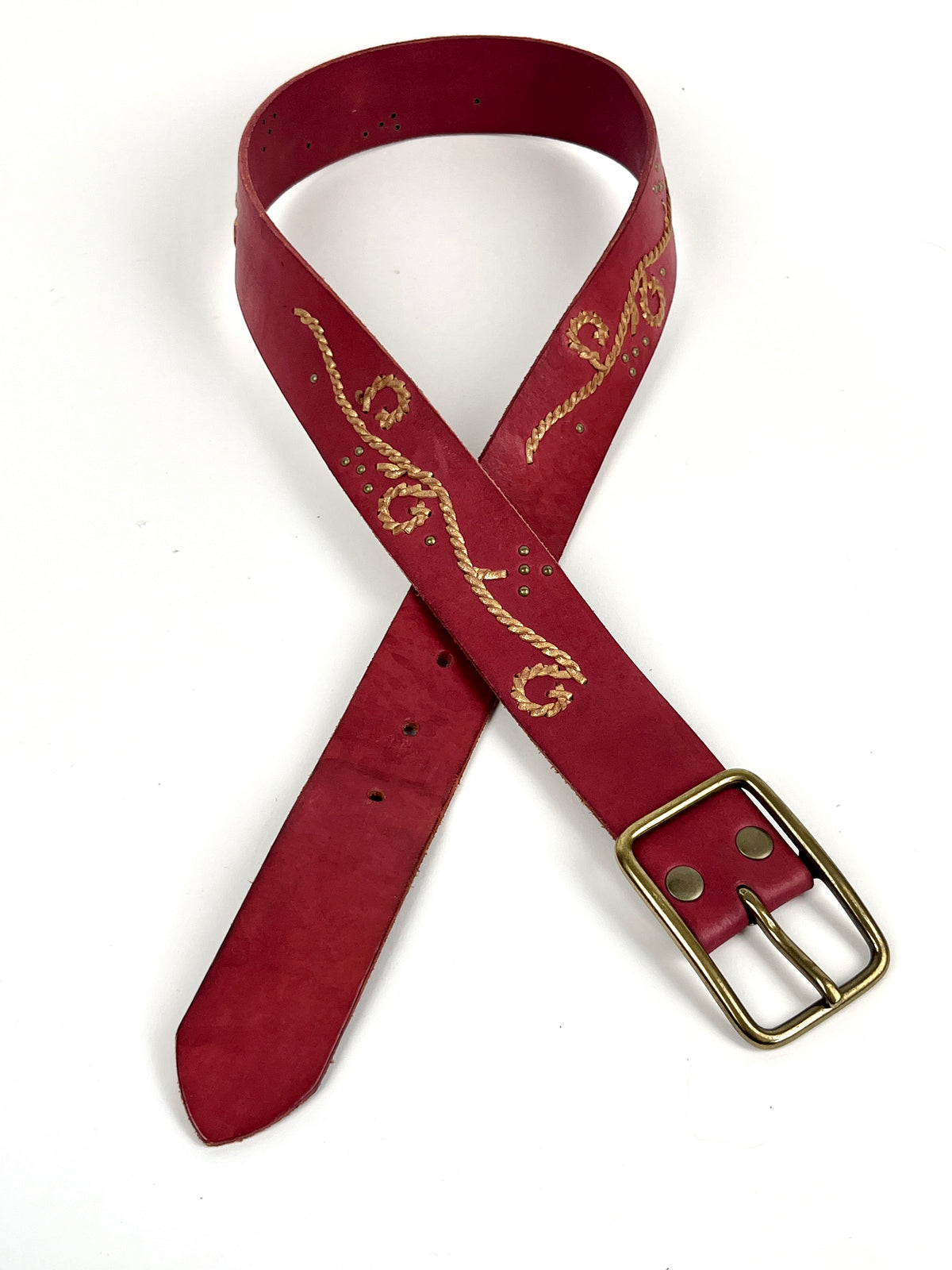 Vintage Red Leather Linea Pelle Belt