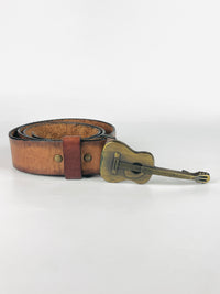 Vintage Guitar Buckle Leather Belt
