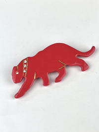 Vintage Red Bakelite Panther Brooch