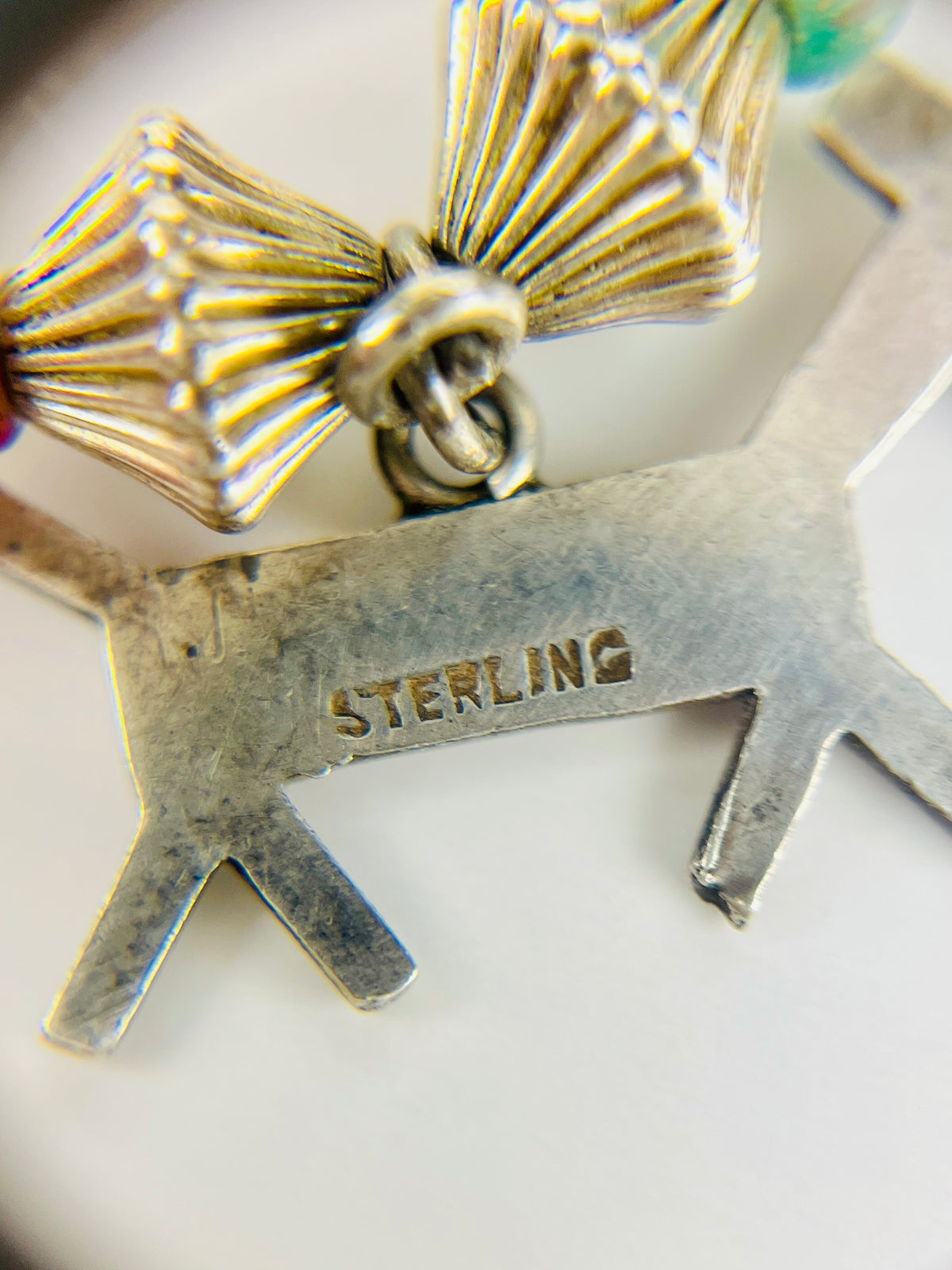 Vintage Buffalo Nickel, Sterling Charms, and Trade Beads Bracelet