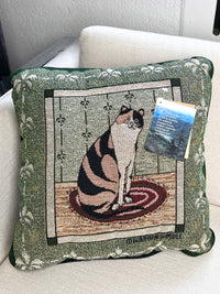 Vintage Cat Needlework Throw Pillow by Warren Kimble
