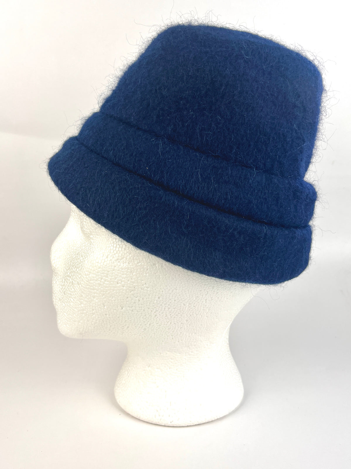 Vintage Navy Blue Felted Wool Cloche Hat