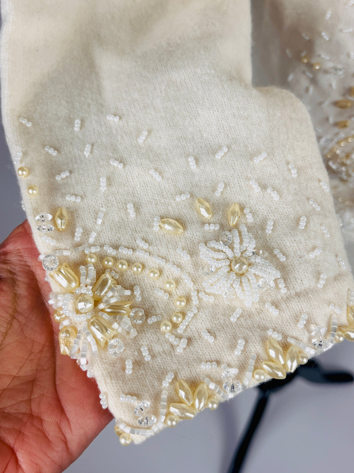 Vintage Beaded Angora & Wool Sweater