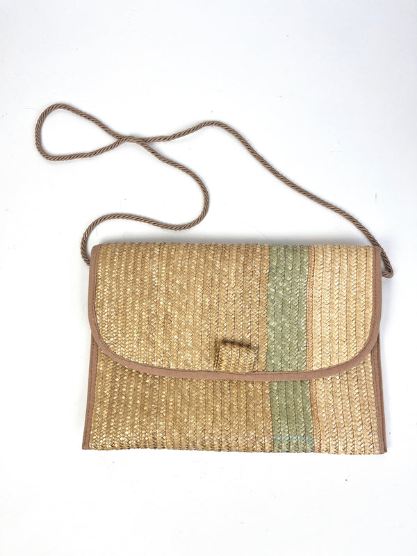 Vintage Woven Staw Clutch/Shoulder Bag