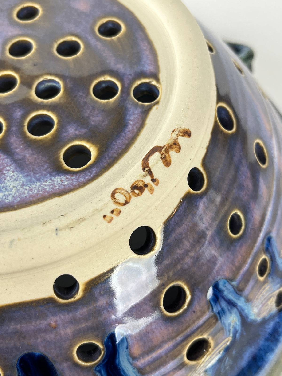 Vintage Handmade Stoneware Colander