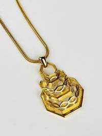 Vintage 1970s Gold Tone Pendant Necklace