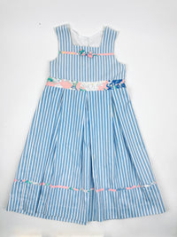 Vintage 1980s Striped & Floral Girls Dress