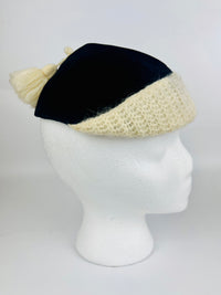 Vintage 1940s Velvet & Mohair Half Hat