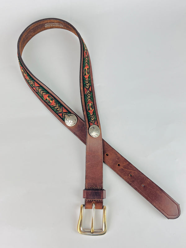 Vintage Brown Leather Brighton Belt