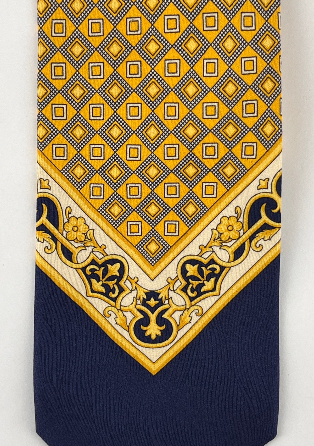 Gianni Versace Vintage 90s Silk Tie, Baroque Check Design